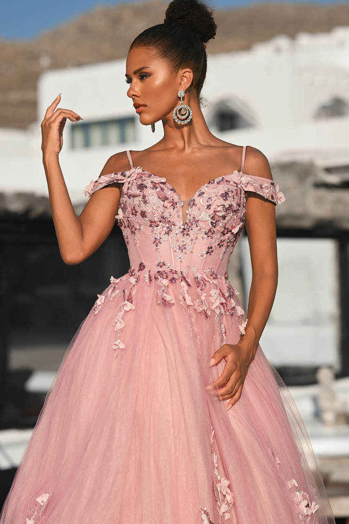 Portia and Scarlett PS26055 Tulle Embroidery Corset Dress