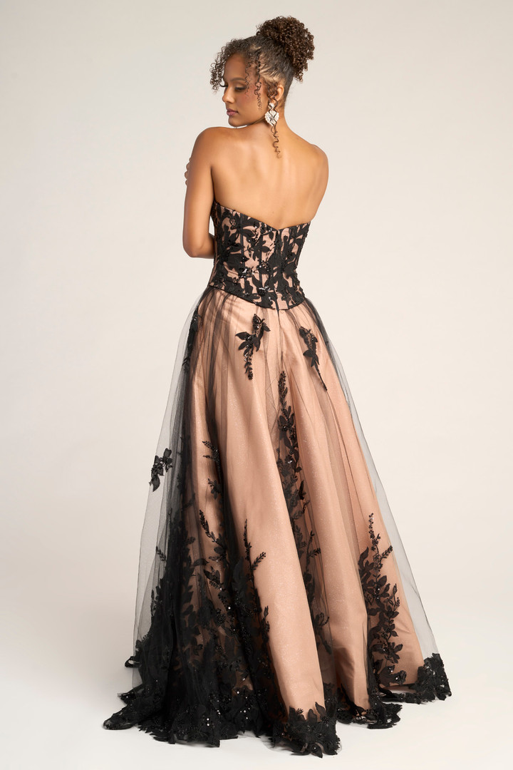 Portia and Scarlett PS26061 Lace Tulle Strapless Long Dress