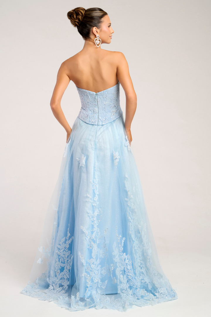 Portia and Scarlett PS26061 Lace Tulle Strapless Long Dress