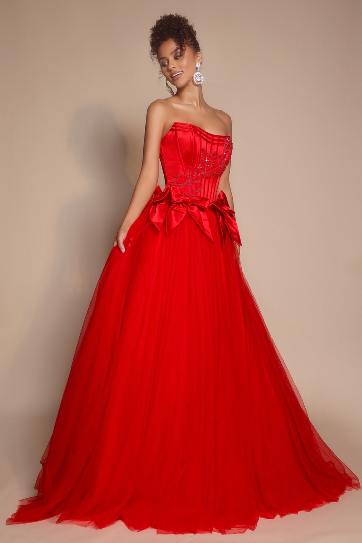 Portia and Scarlett PS26102 Tulle Scoop Neck Strapless Dress