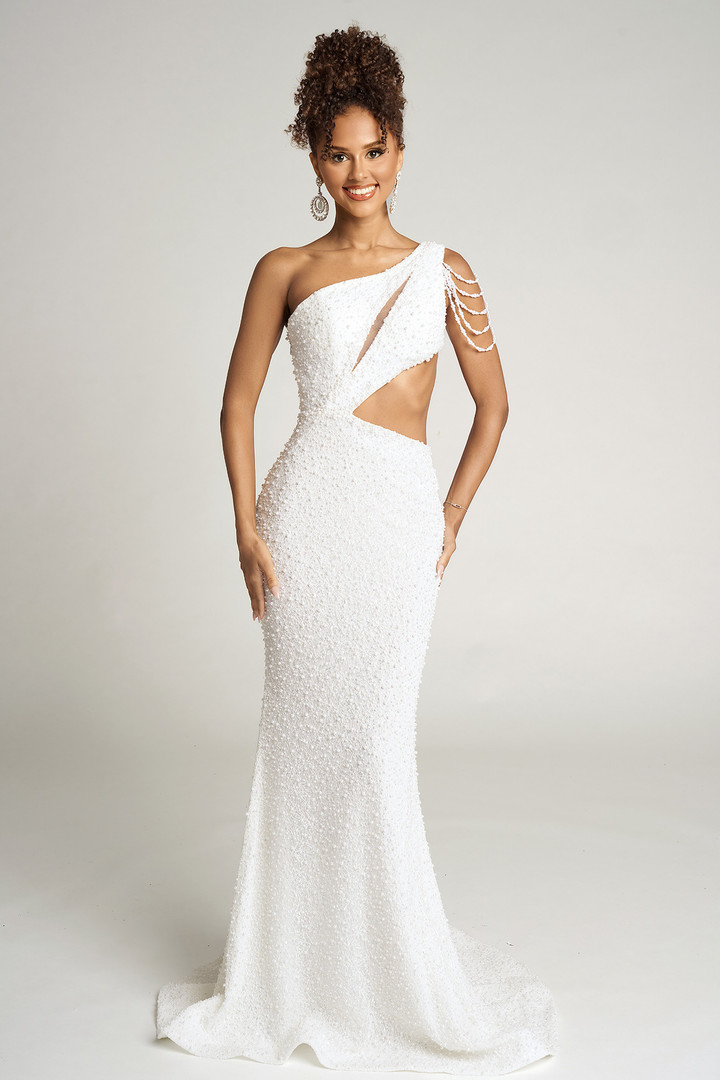 Portia and Scarlett PS26115 Beaded One Shoulder Train Dress