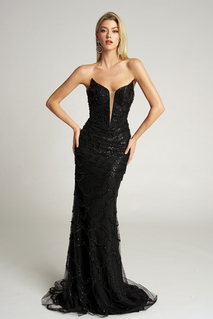 Portia and Scarlett PS26126 Beaded Strapless Corset Dress