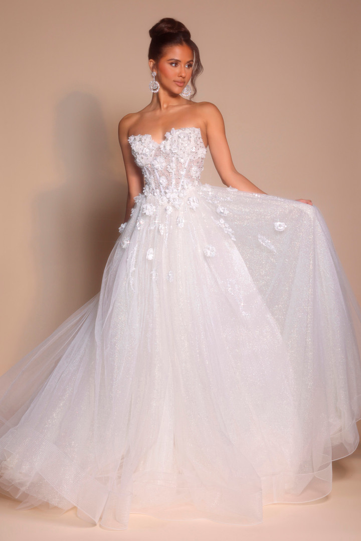Portia and Scarlett PS26137 Tulle Embroidery Strapless Dress