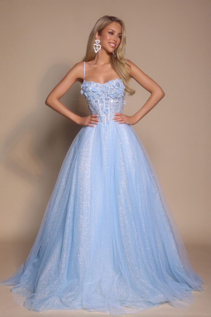 Portia and Scarlett PS26146 Tulle Embroidery Long Ball Gown
