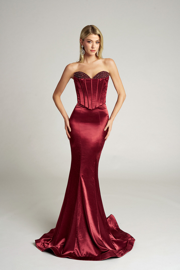 Portia and Scarlett PS26170 Satin Strapless Fitted Dress