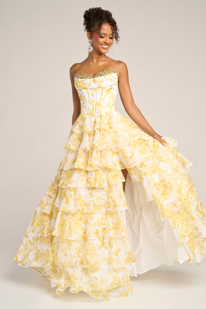 Portia and Scarlett PS26210 Chiffon Ruffles Strapless Dress