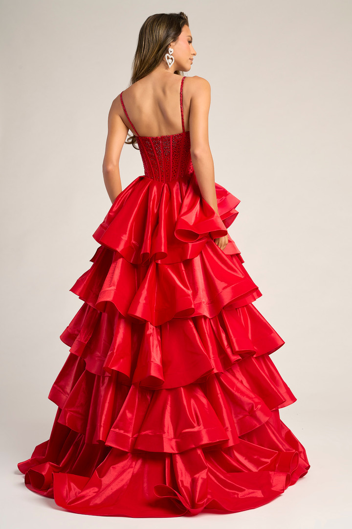 Portia and Scarlett PS26253 Taffeta Straps Sleeve Long Dress