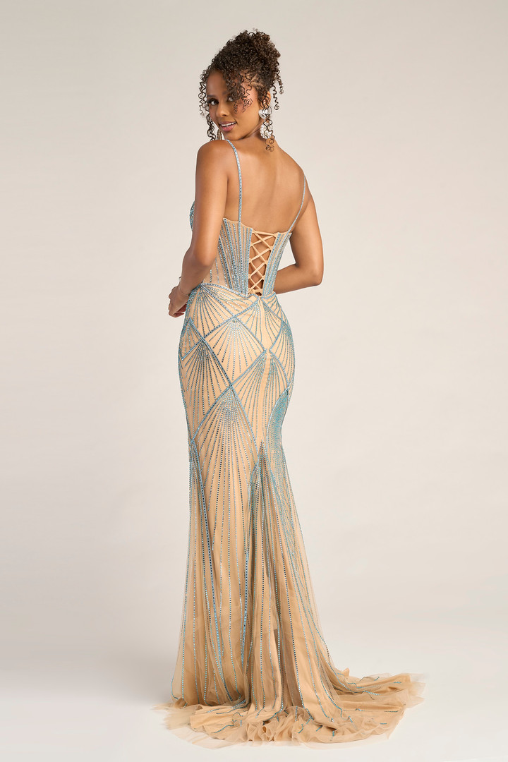 Portia and Scarlett PS26263 Beaded Straps Sleeve Long Dress