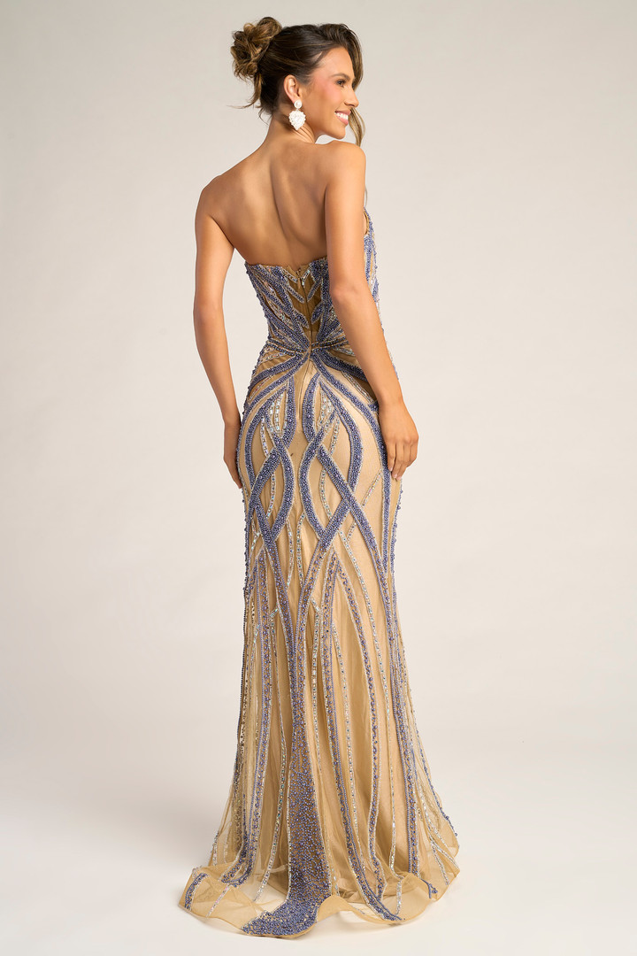 Portia and Scarlett PS26401C Beaded Stones Strapless Dress