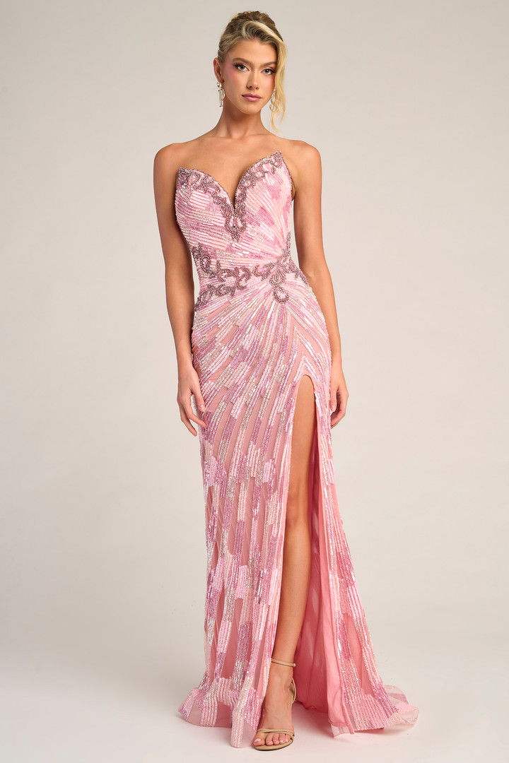 Portia and Scarlett PS26413C Beaded V-Neck Strapless Dress