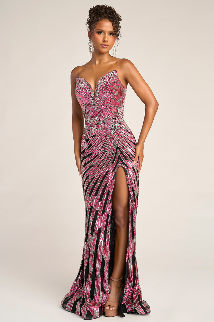 Portia and Scarlett PS26413C Beaded V-Neck Strapless Dress