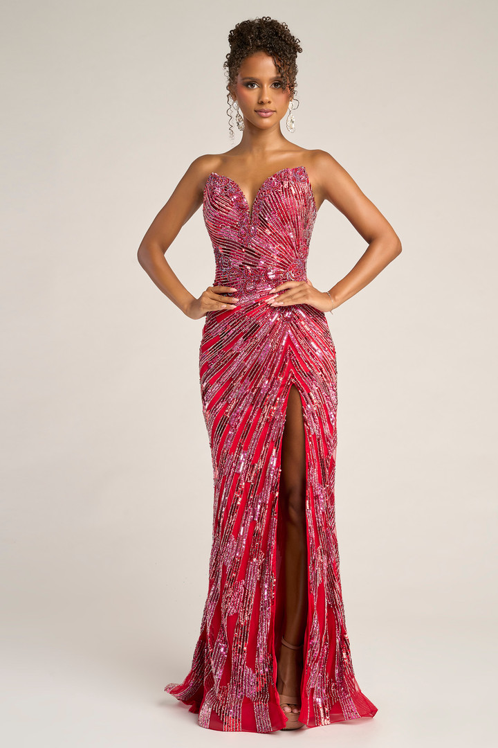Portia and Scarlett PS26413C Beaded V-Neck Strapless Dress