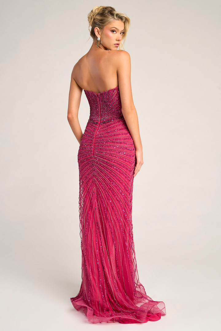 Portia and Scarlett PS26416C Beaded V-Neck Strapless Dress