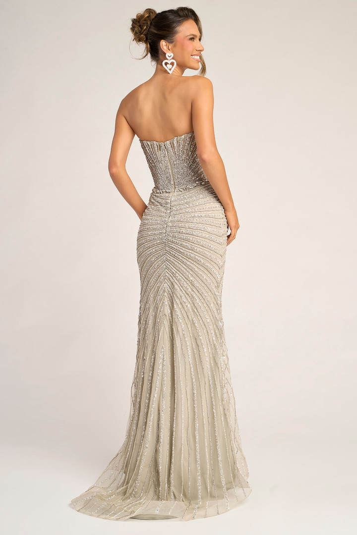 Portia and Scarlett PS26416C Beaded V-Neck Strapless Dress