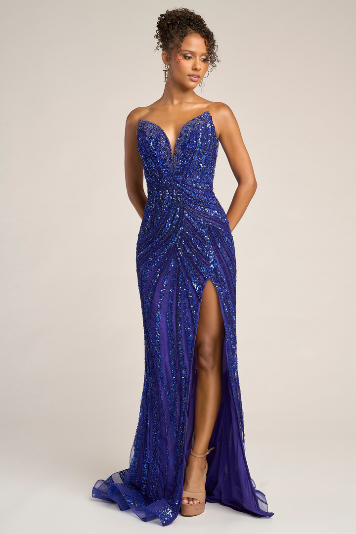 Portia and Scarlett PS26418C Beaded V-Neck Strapless Dress