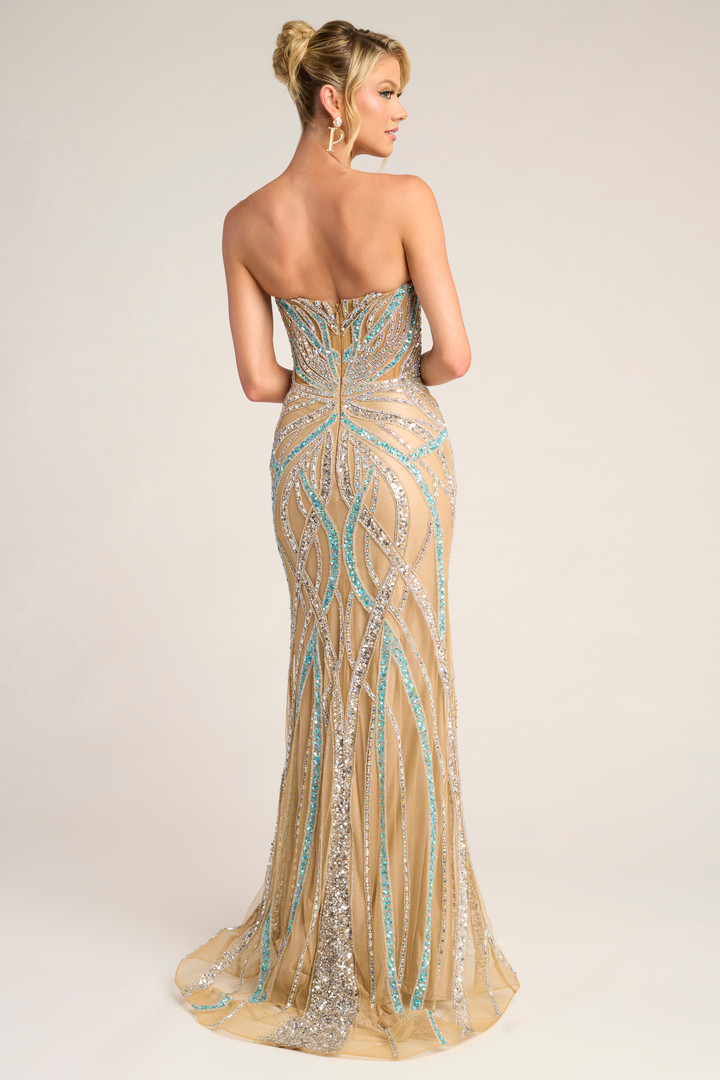 Portia and Scarlett PS26423C Beaded Strapless Corset Dress