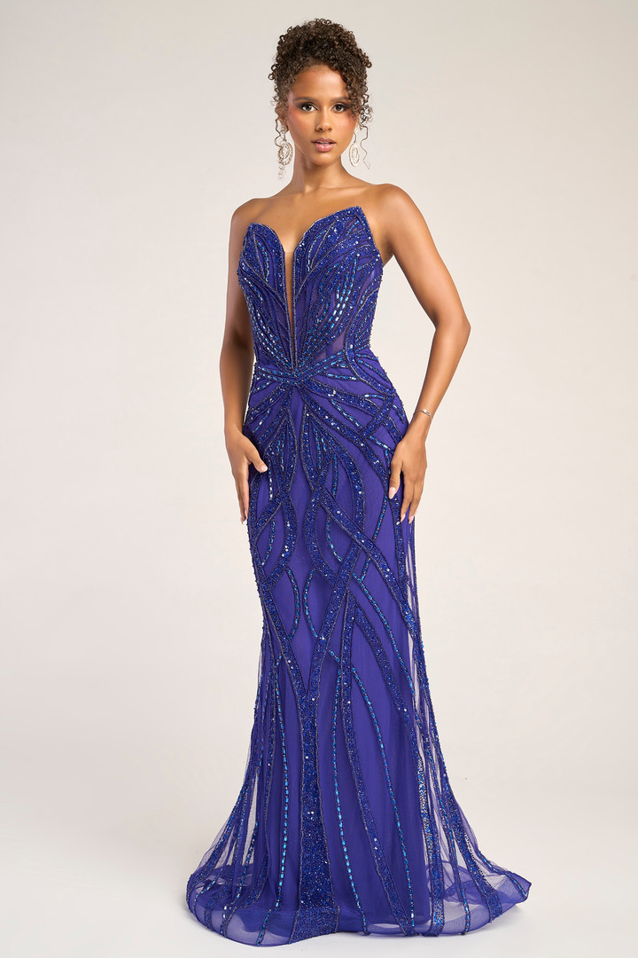 Portia and Scarlett PS26423C Beaded Strapless Corset Dress