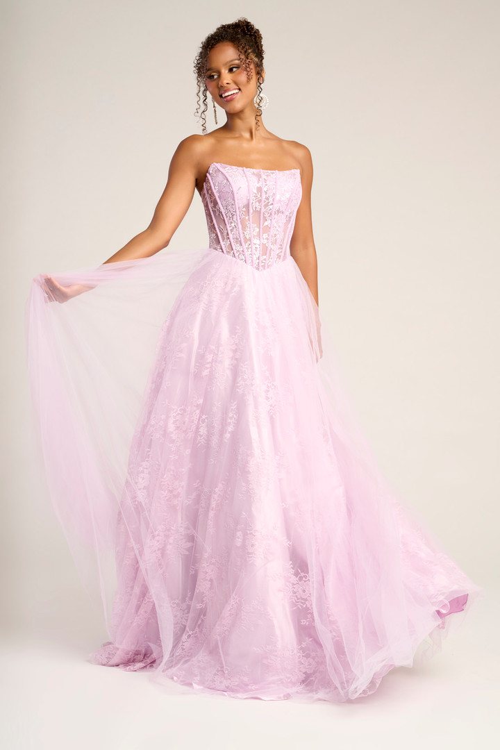 Portia and Scarlett XO023 Tulle Scoop Neck Strapless Dress