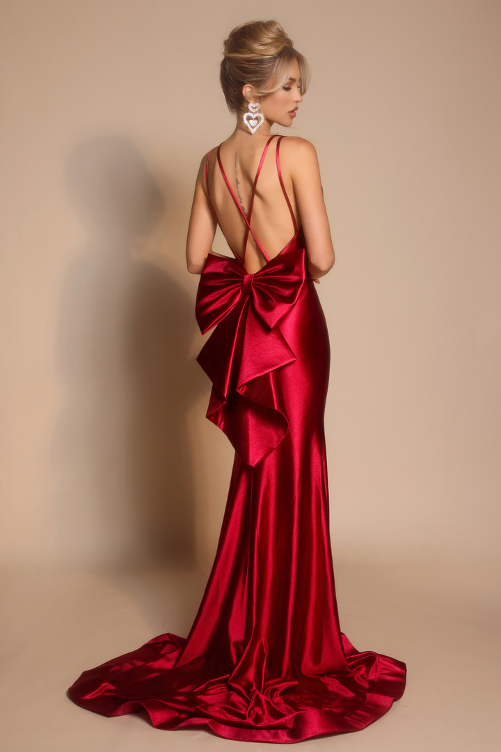 Portia and Scarlett XO095 Satin Halter Neck Sleeveless Dress