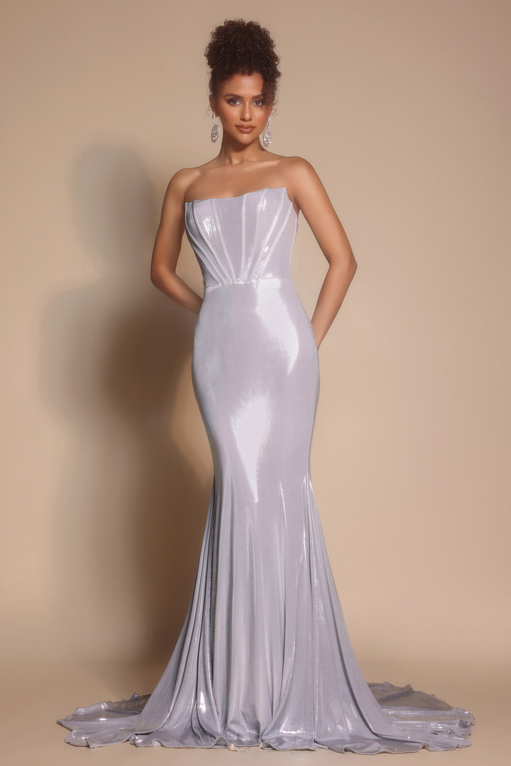 Portia and Scarlett XO097 Metallic Strapless Fitted Dress