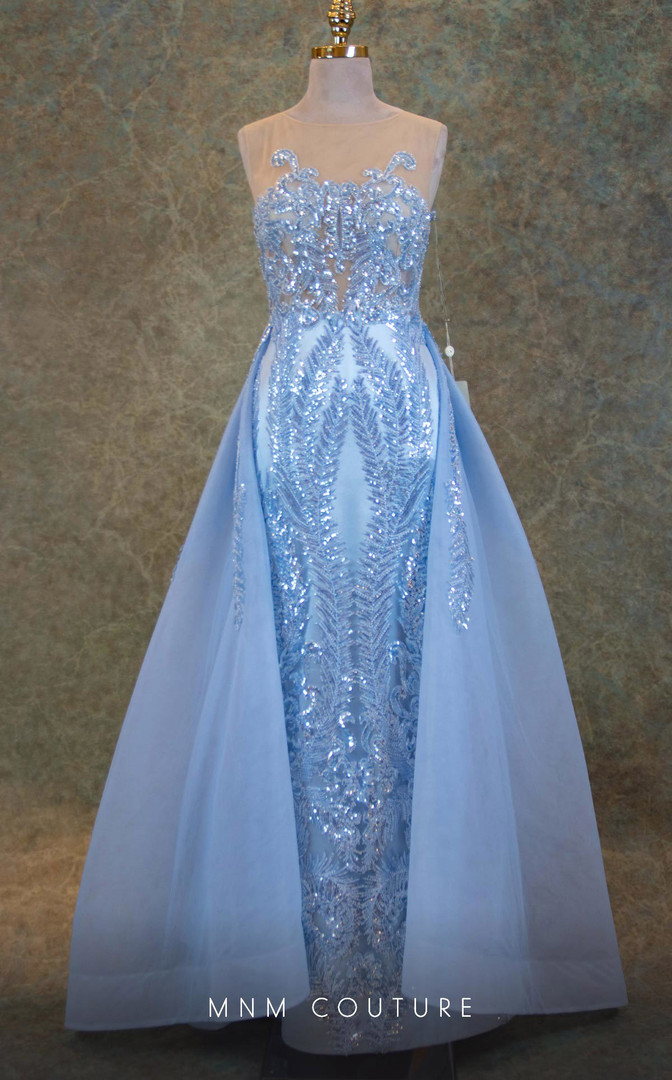 MNM Couture V6466 Sequins Illusion Neck Sleeveless Gown