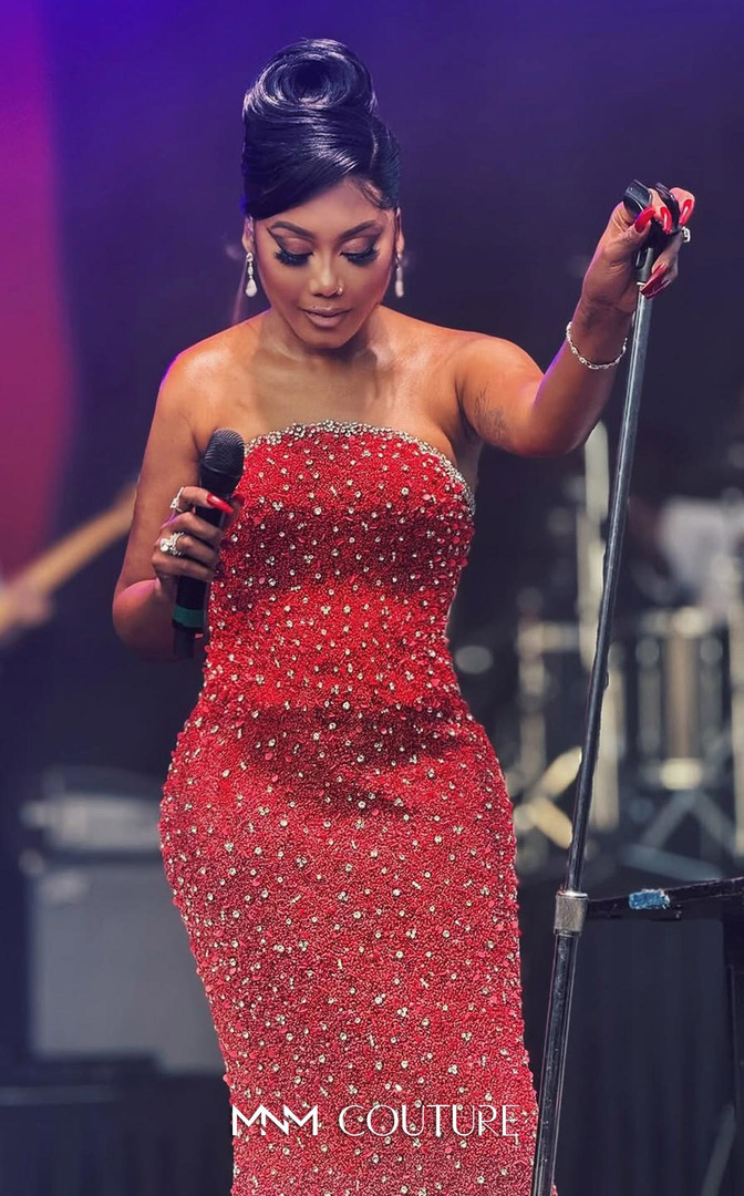 MNM Couture M1010 Sequin Embroidered Tulle Beading Gown