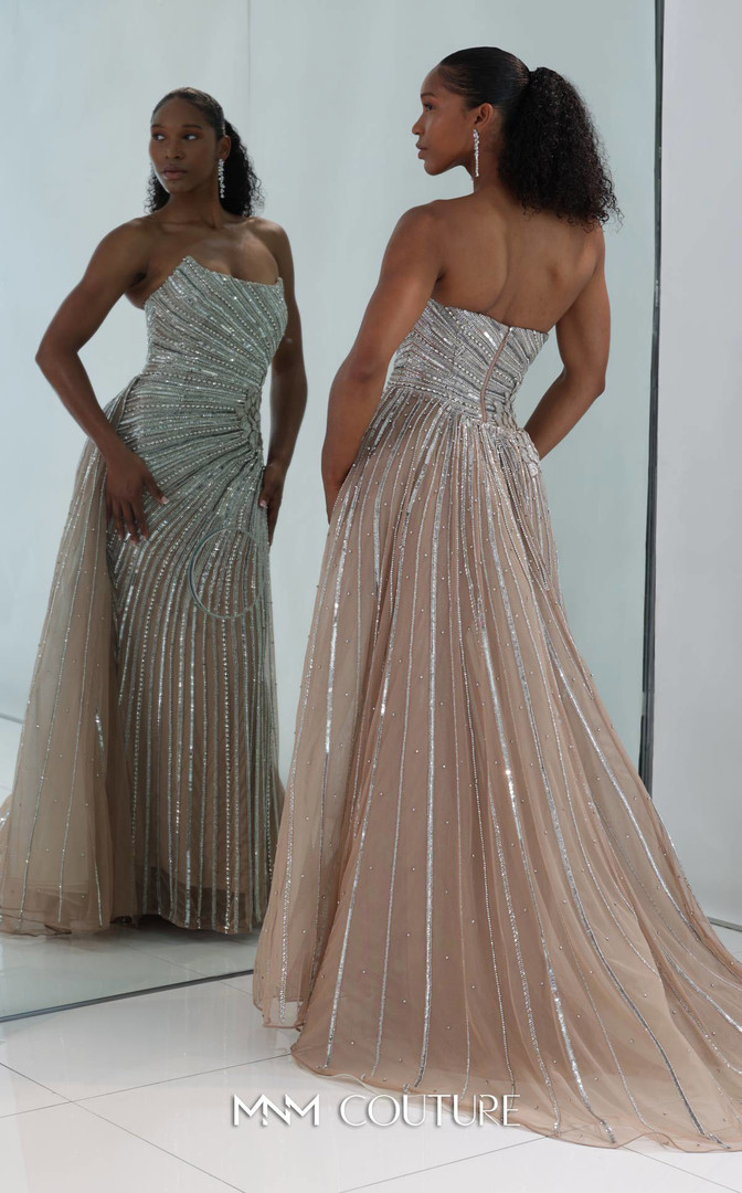 MNM Couture M1189 Embellished Illusion U-neck Strapless Gown