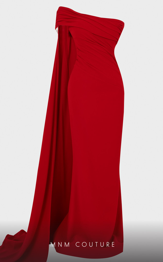 MNM Couture 2718 Off-shoulder Asymmetric Neck Long Gown