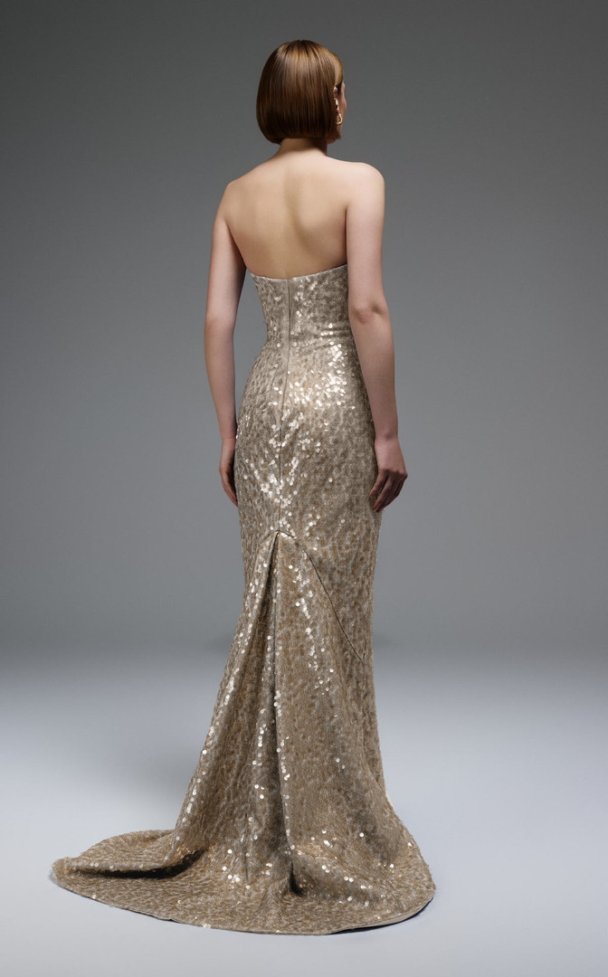 MNM Couture E0105 Sequins Scoop Neckline Strapless Gown