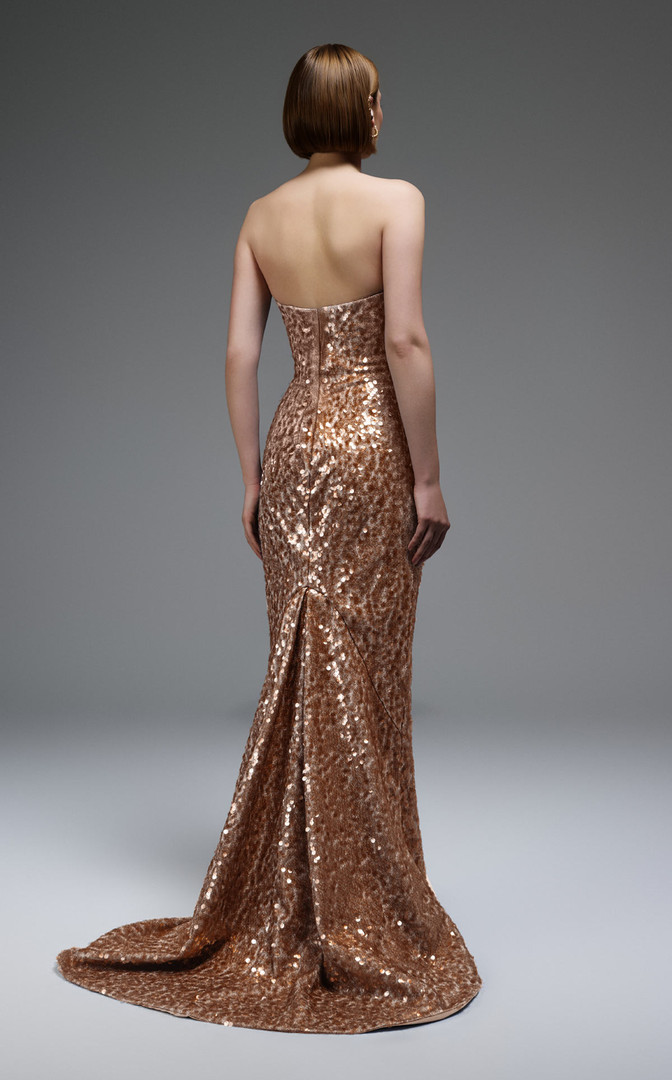MNM Couture E0105 Sequins Scoop Neckline Strapless Gown