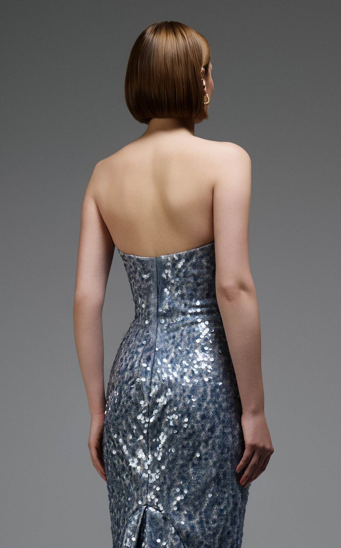 MNM Couture E0105 Sequins Scoop Neckline Strapless Gown