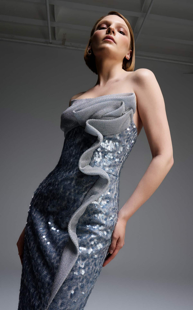 MNM Couture E0105 Sequins Scoop Neckline Strapless Gown