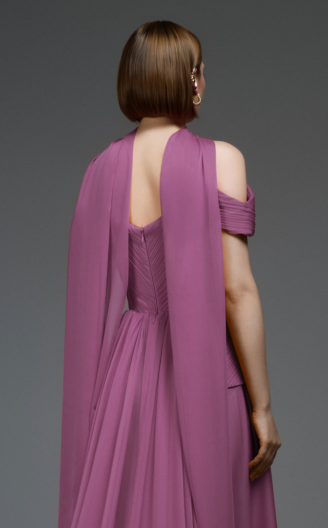 MNM Couture E0119 Off-shoulder Wide V-neckline Long Gown