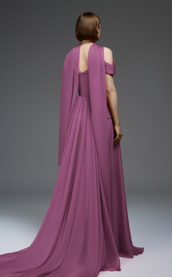 MNM Couture E0119 Off-shoulder Wide V-neckline Long Gown