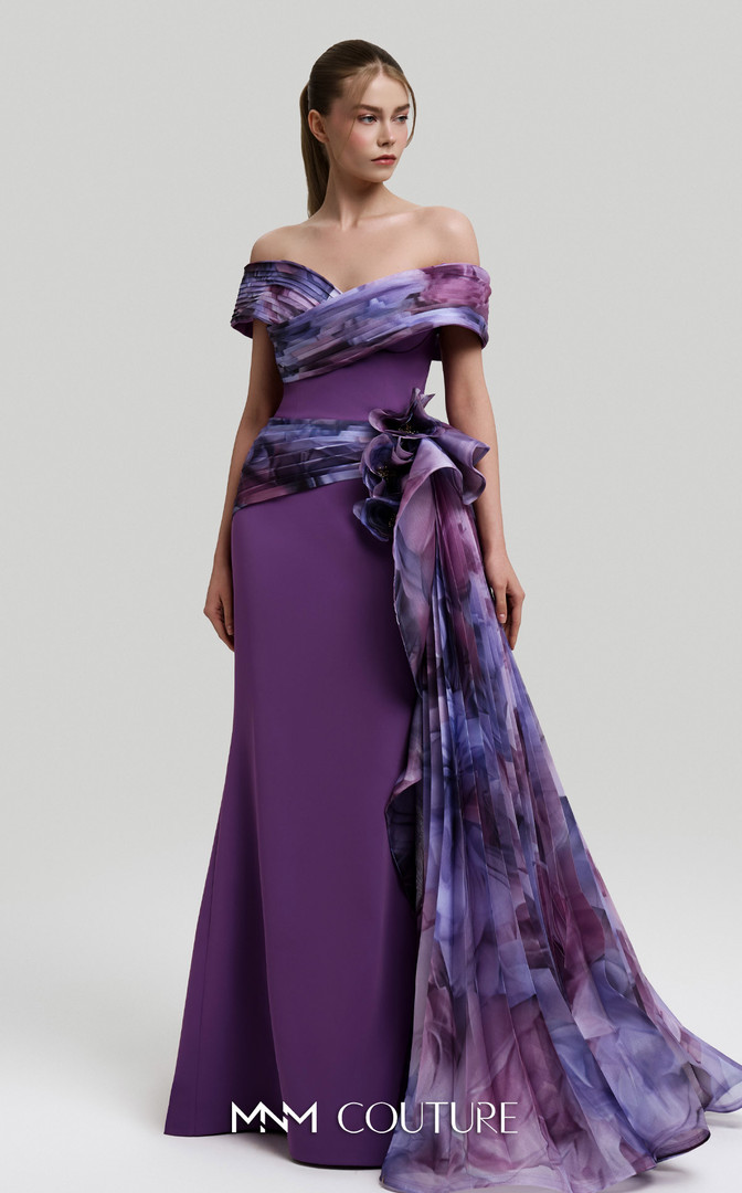 MNM Couture 2692A Off-shoulder Sleeve Fitted Long Gown
