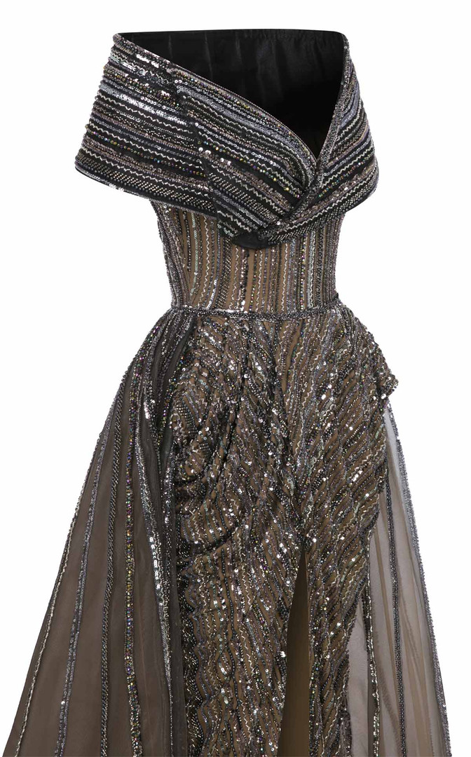 MNM Couture F02929 Embellished Tulle Glitter Sequins Gown