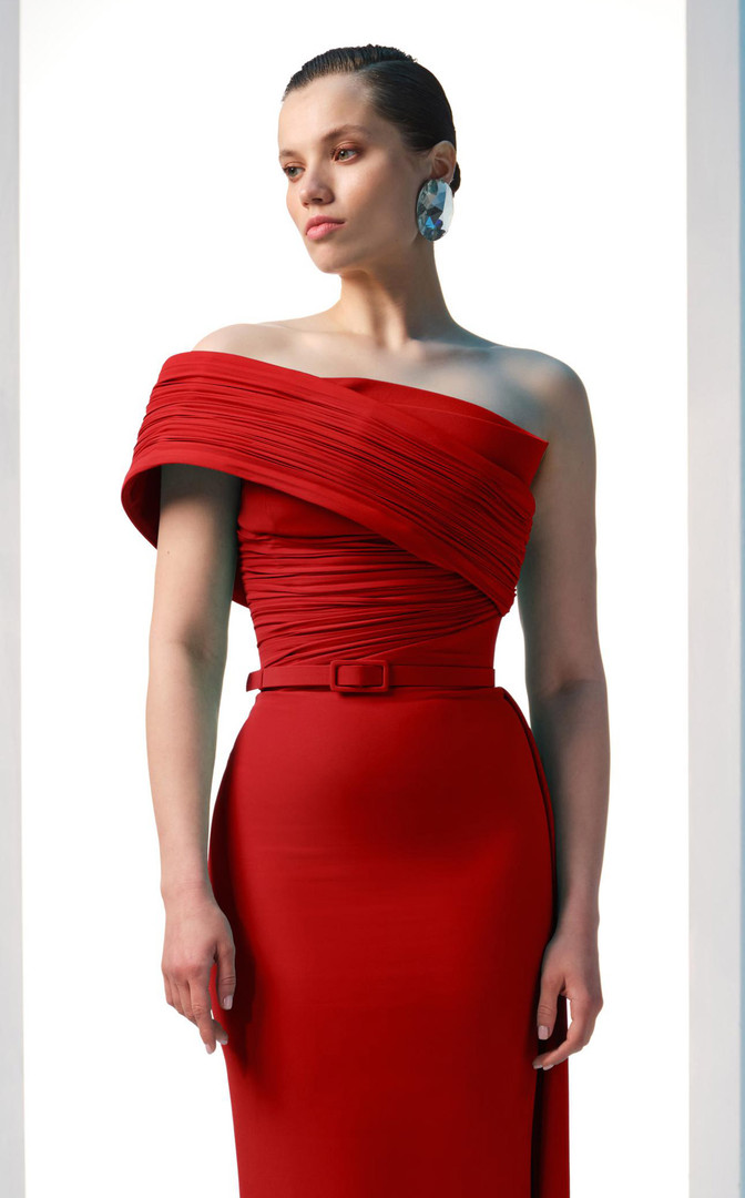 MNM Couture N0604 Rayon Crepe Asymmetric One-shoulder Gown