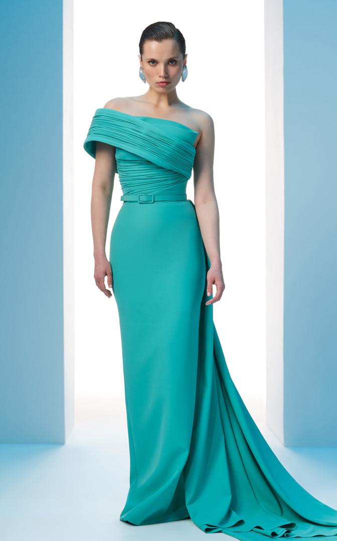 MNM Couture N0604 Rayon Crepe Asymmetric One-shoulder Gown
