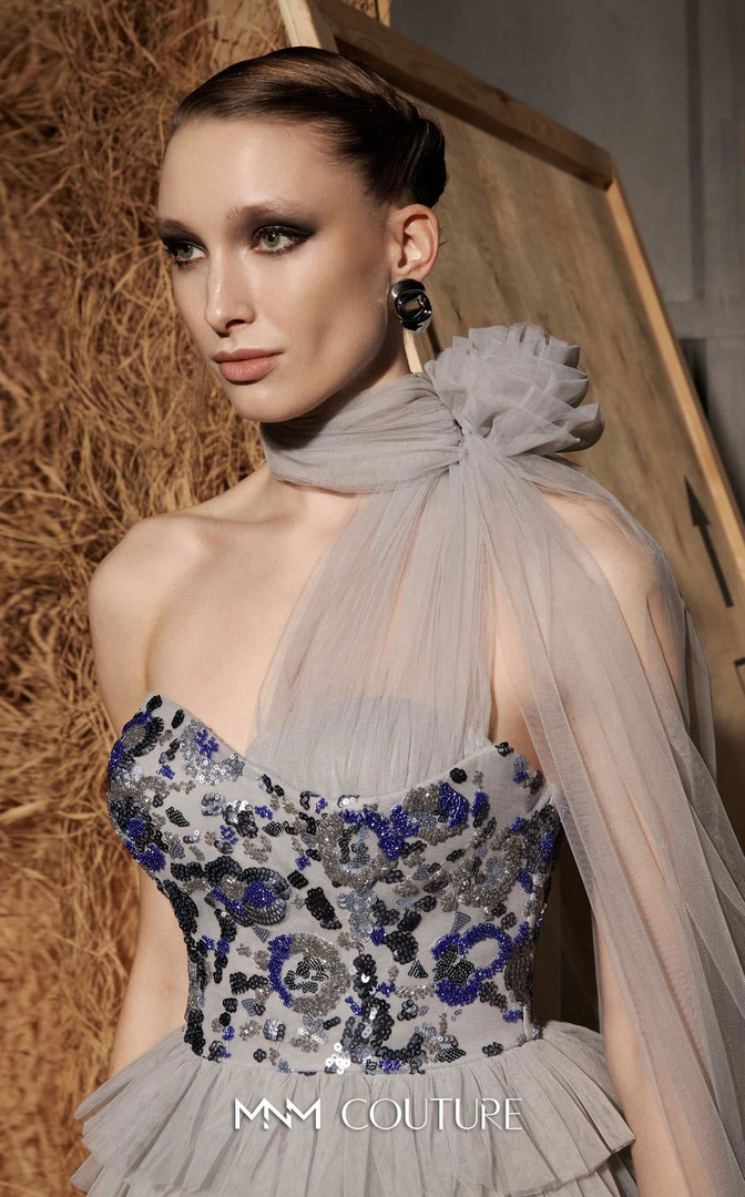 MNM Couture N0641 Sequins Intricate Embroidery Organza Gown