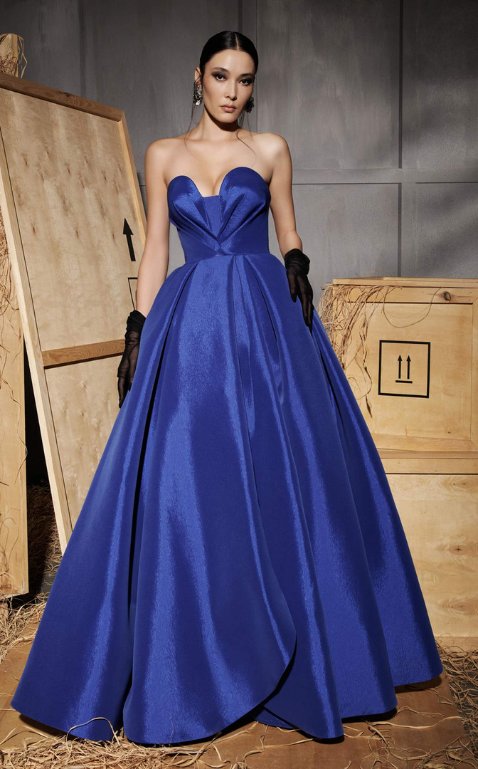 MNM Couture N0642 Taffeta Sweetheart Neck Strapless Gown