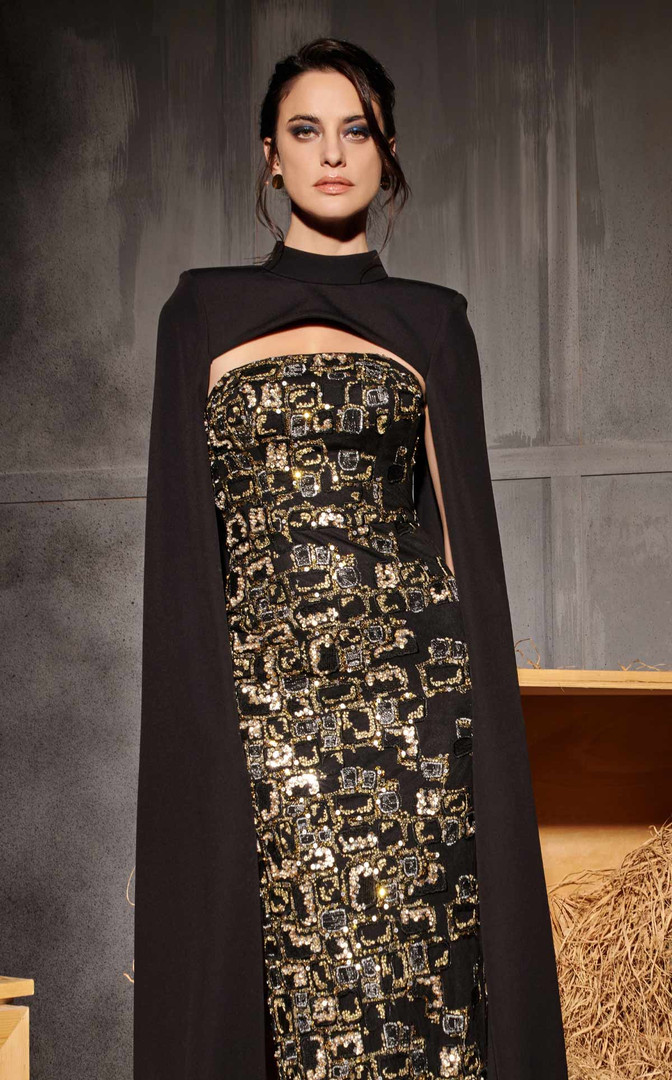 MNM Couture N0657 Embroidered Mesh Straight-across Neck Gown