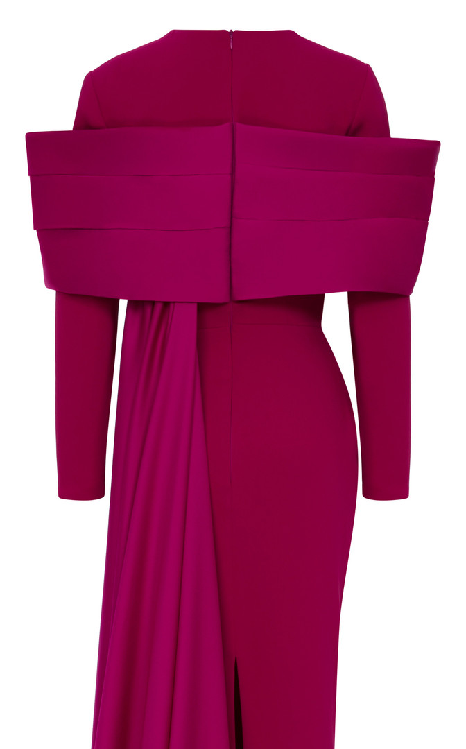 MNM Couture N0672 Rayon Crepe Long Sleeve Halter Neck Gown