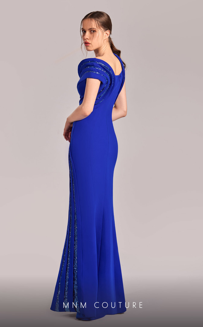 MNM Couture G1833 Crepe Sequin Embroidery V-neck Gown