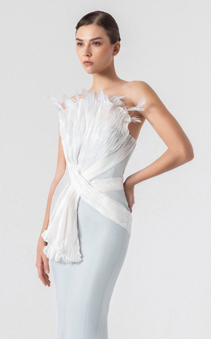 MNM Couture G1904 Strapless High Slit Fitted Mermaid Gown