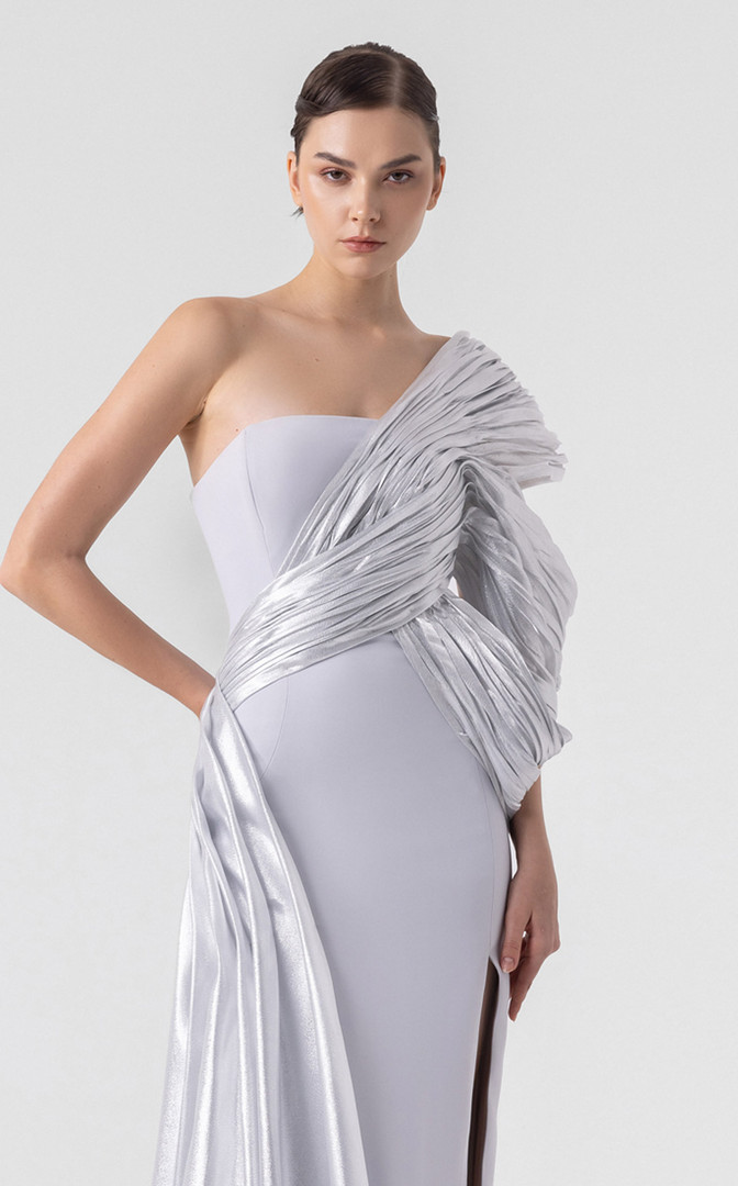 MNM Couture G1907 Off-Shoulder Asymmetry Neck Fitted Gown