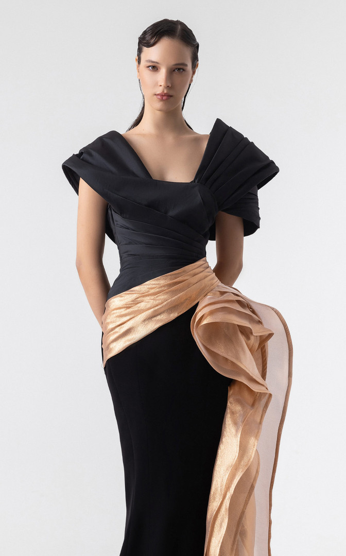 MNM Couture G1910 Taffeta Asymmetrical Shoulder Long Gown