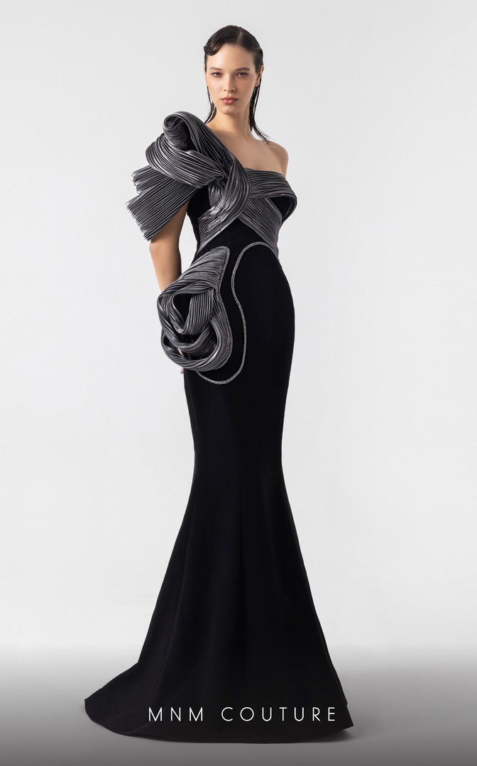 MNM Couture G1913 Crepe One-Shoulder Mermaid Fitted Gown