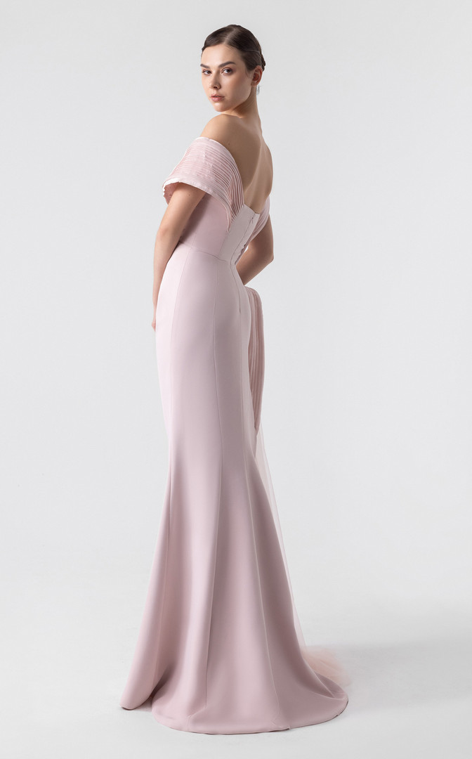 MNM Couture G1929 Asymmetrical Pleated Elegance Long Gown