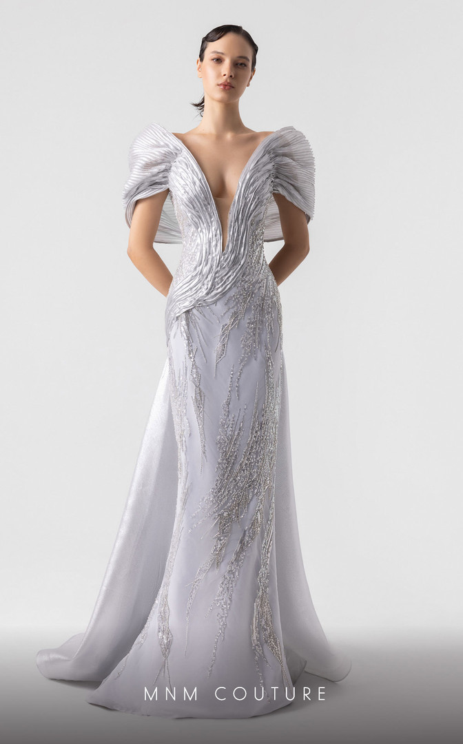 MNM Couture G1939 Embellishments Off-Shoulder Neck Gown