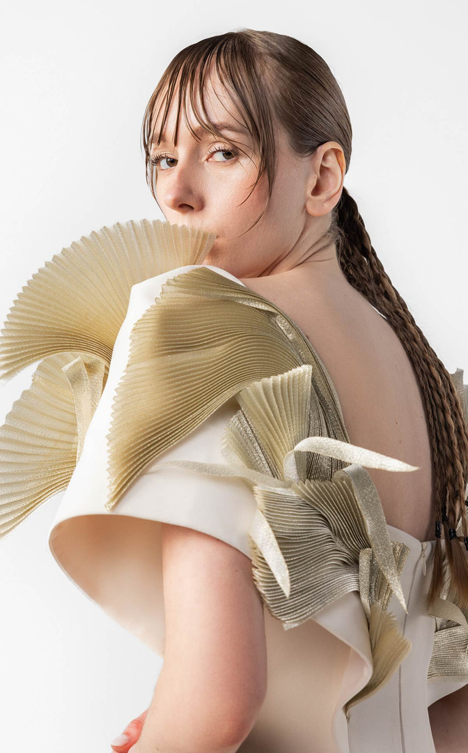 MNM Couture G2005 Crepe Organza Sweetheart Neck Fitted Gown